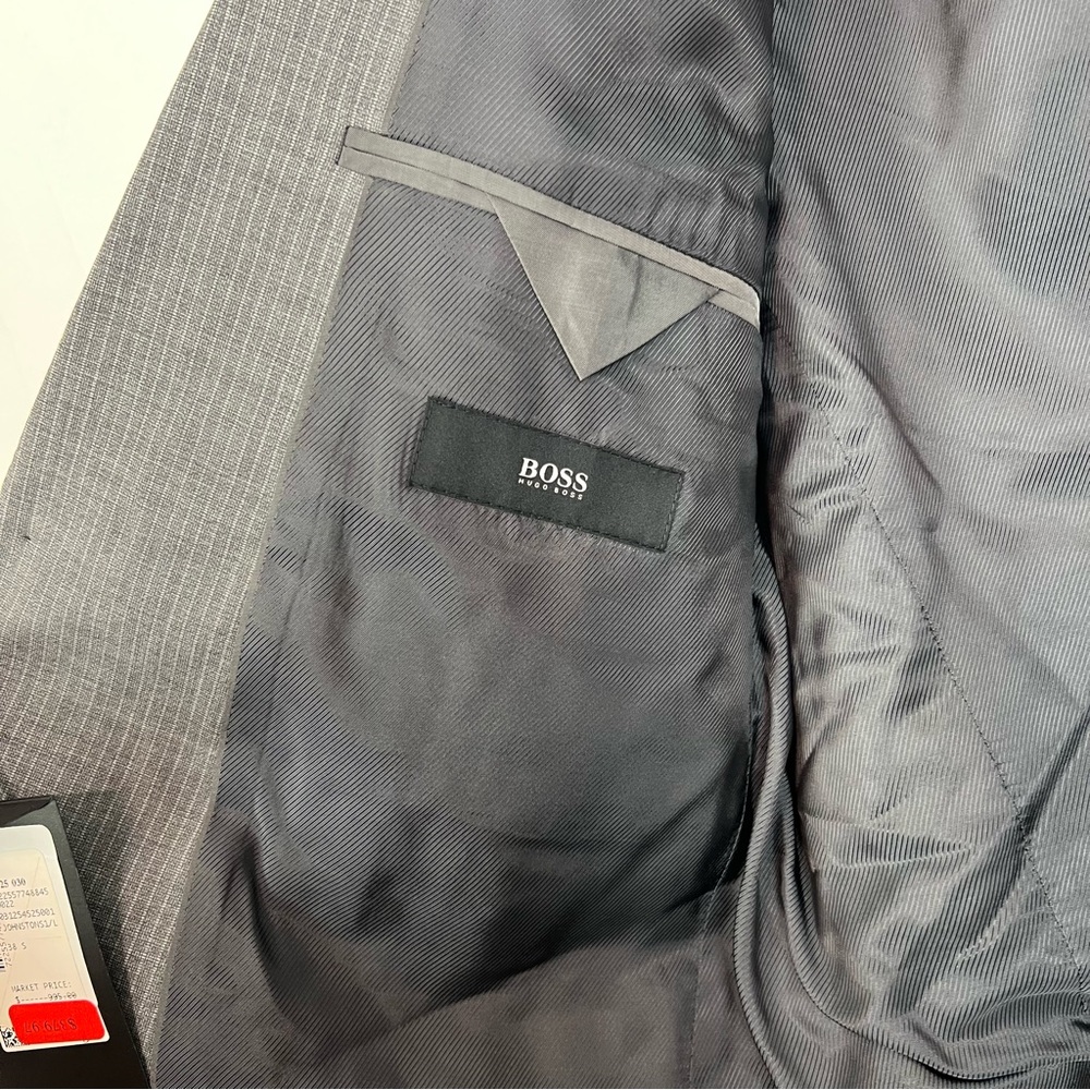 BOSS Hugo Boss James5/Sharp7 Virgin Wool Suit Jacket Grey Striped 38R NWT $379 - Picture 5 of 7